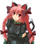  animal_ears bad_id bad_pixiv_id braid cat_ears cat_tail kaenbyou_rin nejime red_hair ribbon solo tail touhou twin_braids twintails 