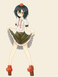  geta hat looking_at_viewer shameimaru_aya short_hair solo taji_(crowview) tengu-geta touhou 