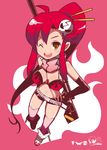  bikini_top elbow_gloves gloves gun imaizumi_teruhiko long_hair one_eye_closed ponytail red_hair rifle scarf short_shorts shorts solo tengen_toppa_gurren_lagann thighhighs weapon yellow_eyes yoko_littner 