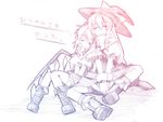  closed_eyes flandre_scarlet gradient kirisame_marisa monochrome multiple_girls purple sitting sleeping touhou yuuki_eishi 