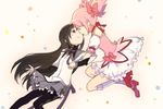  akemi_homura bad_id bad_pixiv_id blush bubble_skirt gloves hair_ribbon kaname_madoka magical_girl mahou_shoujo_madoka_magica multiple_girls pantyhose pink_hair ribbon short_hair skirt smile twintails ume_(plumblossom) 