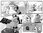  absurd_res angry black_and_white comic crown cutie_mark derpy_hooves_(mlp) dialog dialogue english_text equine female feral friendship_is_magic greyscale group hair headset hi_res horn horse mammal monochrome multi-colored_hair my_little_pony pegasus plain_background pony princess_cadance_(mlp) princess_celestia_(mlp) princess_luna_(mlp) rage_quit seiryuga text winged_unicorn wings 