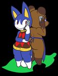  animal_crossing anthro apron brown_fur butt clothing duo eyes facing_away feline fur male mammal nintendo phone purple_eyes red_eyes rover_(animal_crossing) tanuki tom_nook tom_nook_(animal_crossing) video_games 