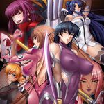  6+girls 6girls aoi_nagisa_(artist) ass asuka_koukawa beauty_mark black_hair blue_eyes blue_hair breasts dark_skin fishnets gold_eyes green_eyes igawa_asagi igawa_sakura ingrid_(taimanin_asagi) kagami kagami_hirotaka koukawa_asuka kunoichi large_breasts lilith-soft mole multiple_girls ninja oboro_(taimanin_asagi) pink_hair ponytail purple_hair red_eyes red_hair smile sword taimanin_asagi taimanin_asagi_3 weapon yatsu_murasaki yellow_eyes 