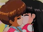  1boy 1girl animated animated_gif black_hair brown_hair character_request child hug kiss shota straight_shota yun_yun_paradise 