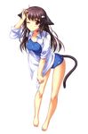  alpha animal_ears open_shirt school_swimsuit swimsuits tail wet_clothes 