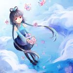  flower holding luo_tianyi red_eyes rue_(wyha666) smile solo standing standing_on_liquid vocaloid vocanese water 