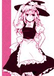  &gt;:( bad_id bad_pixiv_id frown hat kirisame_marisa long_hair monochrome poprication solo touhou v-shaped_eyebrows witch_hat 