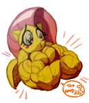  anthro anthrofied biceps bodybuilder collaboration color colored dialog dialogue english_text equine female flat_chested fluttershy_(mlp) friendship_is_magic gettar82 mammal muscles muscular_female my_little_pony pegasus plain_background sleuth solo text vein veins white_background wings 