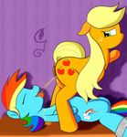  applejack_(mlp) clutterdrop cutie_mark drinking_urine duo equine female feral freckles friendship_is_magic golden_shower green_eyes hair horse mammal multi-colored_hair my_little_pony open_mouth peeing peeing_into_mouth pegasus pony pussy rainbow_dash_(mlp) rainbow_hair raised_tail urine watersports wings 