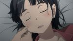  animated animated_gif bed black_hair cheek_pinch cheek_pinching kirigaya_suguha lowres pinching short_hair sleeping sword_art_online 