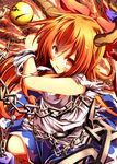  absurdres chain highres horns ibuki_suika long_hair open_mouth orange_eyes orange_hair ribbon smile solo touhou wakagi_repa wrist_cuffs 