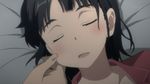  animated animated_gif bed black_hair cheek_pinch cheek_pinching kirigaya_suguha lowres pinching short_hair sleeping sword_art_online waking_up 