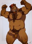  balls bear biceps chest_tuft cigar erection flexing hairy happy_trail male musclegut muscles pecs penis pose smoking solo taoren uncut 