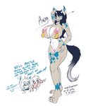  &lt;3 anya big_breasts blue_hair blush bovine breasts canine cattle cow_bells cowbell ear_piercing female green_eyes hair horn huge_breasts hybrid katsuke long_hair mammal milf mother nipple_piercing nipples parent piercing pussy wide_hips wolf wolfshy 