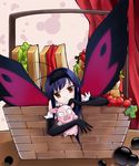  1girl accel_world antenna_hair arita_haruyuki beiju black_hair butterfly_wings gloves highres kuroyukihime long_hair pig red_eyes wings 