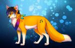  canine cute dagger_leonelli feral four_legs fox foxarvid foxy looking_at_viewer male mammal rainbow scarf sheath solo syberfoxen 