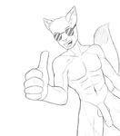  abs aviators balls canine flaccid looking_at_viewer male muscles nude pecs penis sketch thumbs_up volkcreed wolf 