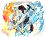  claws dragon full_body gen_5_pokemon glitchedpuppet highres kyurem monster multiple_persona no_humans pokemon pokemon_(creature) sharp_teeth spikes teeth wings yellow_eyes 