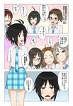  :&lt; black_hair brown_eyes comic frown furusawa_yoriko idolmaster idolmaster_(classic) idolmaster_cinderella_girls kamijou_haruna kikuchi_makoto kitagawa_mahiro kohinata_miho matsunaga_ryou multiple_girls rough_time_school shiomi_shuuko sweatdrop translated wata_do_chinkuru 