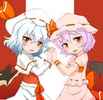  alternate_costume bad_id bad_pixiv_id bat_wings blue_hair blush capelet curiosities_of_lotus_asia dual_persona fang hat hat_ribbon looking_at_viewer madhand multiple_girls purple_hair red_eyes remilia_scarlet ribbon skirt touhou wings wrist_cuffs 