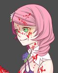  1girl alisa_boskonovich android blood chainsaw devy flower green_eyes pink_hair solo tekken 