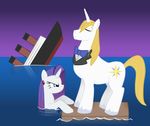  bow_tie cutie_mark douchebag duo ear_piercing equine eyes_closed female feral friendship_is_magic horn humor kutejnikov male mammal my_little_pony parody piercing prince_blueblood_(mlp) rarity_(mlp) scathing_humor sea ship spoiler titanic unicorn water 