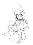  animal_ears bottomless breasts commentary_request glasses greyscale heidimarie_w_schnaufer kinniku_tarou large_breasts monochrome ribbed_sweater simple_background solo strike_witches sweater tail white_background world_witches_series 