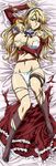  1girl blonde_hair breasts female freezing_(series) large_breasts laying_down legwear long_hair lowres lying satellizer_el_bridget solo stockings thighhighs torn_clothes 