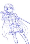  blue hirase_yuu looking_at_viewer magical_girl mahou_shoujo_madoka_magica miki_sayaka monochrome short_hair simple_background solo sword weapon white_background 