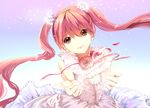  bad_id bad_pixiv_id brown_eyes dress flower hmniao long_hair looking_at_viewer original outstretched_arms petals pink_hair smile solo wind 
