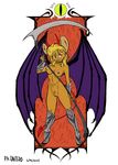 bat_wings blonde_hair breasts david_a_cantero demon demon_horns demon_wings devil_horns devil_tail edit eye_of_sauron female flames hair mammal mouse red_eyes rodent scythe solo spade_tail wings 