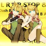  1girl :q aqua_eyes blonde_hair brother_and_sister controller famicom game_console kagamine_len kagamine_rin looking_at_viewer remote_control rimocon_(vocaloid) short_hair siblings smile tongue tongue_out twins vocaloid 