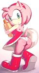  1girl amy_rose anthro apostle ass blue_eyes blush boots breasts butt female green_eyes hair headband hedgehog highres looking_at_viewer looking_back mammal panties pantyshot pink_hair sega skirt solo sonic_(series) sonic_the_hedgehog standing tail underwear upskirt walking 