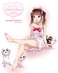  :d animal_ears barefoot blush bow brown_eyes brown_hair cat cat_ears cat_tail character_name choker collarbone dated english fake_animal_ears fake_tail feet kaiga long_hair motsu_(m.o.v.e) open_mouth original outstretched_leg real_life ribbon_choker sitting skirt smile solo tail tamura_yukari twintails white_skirt 