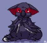  beak blue_background chibi cub cute ingi looking_at_viewer monster_hunter nargacuga plain_background pseudowyvern sad tears video_games wings wyvern young 