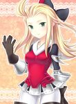  1girl 5pb. blonde_hair blue_hair bow bravely_default:_flying_fairy bravely_default_flying_fairy breasts edea_lee gloves irino large_breasts long_hair pantyhose ribbon solo tights wide_hips 