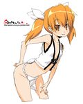  bent_over fundoshi japanese_clothes oekaki onija_tarou orange_eyes orange_hair original simple_background solo twintails white_background 