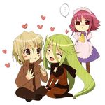  2girls blonde_hair blush green_hair itou_noiji lowres multiple_girls pheles pink_hair shakugan_no_shana wilhelmina_carmel 