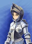  armor blue_hair dungeons_and_dragons gauntlets helmet idolmaster idolmaster_(classic) idolmaster_1 kisaragi_chihaya muhi11234 solo yellow_eyes 