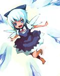  bad_id bad_pixiv_id barefoot blue_hair cirno ippongui ribbon short_hair solo touhou wings 