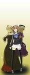  armband beatrice blonde_hair dress eva_beatrice gloves gown hair_bobbles hair_ornament hat hinoda_maki multiple_girls red_hair smile standing thighhighs umineko_no_naku_koro_ni ushiromiya_ange 