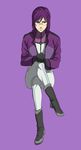  bad_id bad_pixiv_id boots glasses gloves gundam gundam_00 male_focus purple_hair sakatsuki solo tieria_erde 