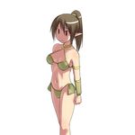  aaaa breasts brown_hair medium_breasts original pointy_ears ponytail short_hair simple_background solo white_background 