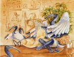  anubian_jackal anubis avian canine deity egyptian feathers heather_bruton hieroglyphics ibis jackal male mammal thoth wings writing 