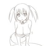  aaaa breasts cleavage large_breasts monochrome original short_hair simple_background sketch solo twintails white_background 
