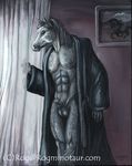  animal_genitalia anthro balls biceps body_markings bottomless brown_eyes clothed clothing curtains equine fur grey_fur half-dressed half-erect horse horsecock hot looking_at_viewer male mammal markings muscles nipples nude pecs penis pose presenting robe rog_minotaur sheath solo spots topless 