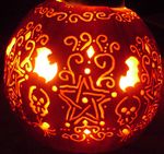  2012 alan_lubeski alinraven arachnid art bat candle carving glowing glowing_eyes jack_o&#039;_lantern pumpkin skull spider star 