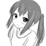  aaaa blush greyscale k-on! long_hair looking_at_viewer monochrome nakano_azusa simple_background solo white_background 