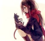  black_hair cat enoki_shiki hair_ornament hairclip highres kagerou_project red_scarf scarf school_uniform solo tateyama_ayano toumei_answer_(vocaloid) 